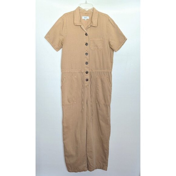 Oat New York Women's Utility Jumpsuit Cropped Leg Romper Size Small Tan - Picture 3 of 13